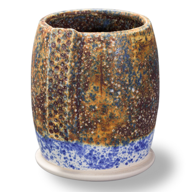 SW-128 Cordovan over SW-152 Blue Splatterware