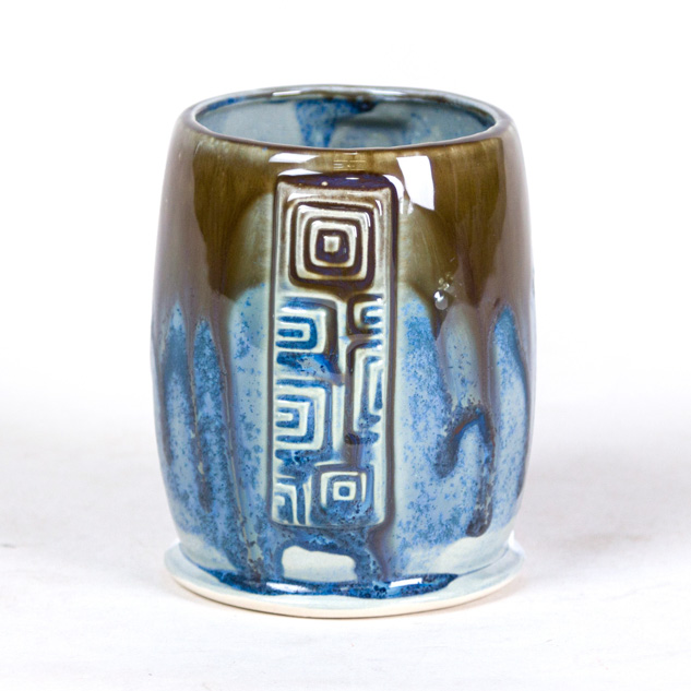SW-402 Dark Flux over SW-217 Micro Cerulean on EG-001 White Engobe