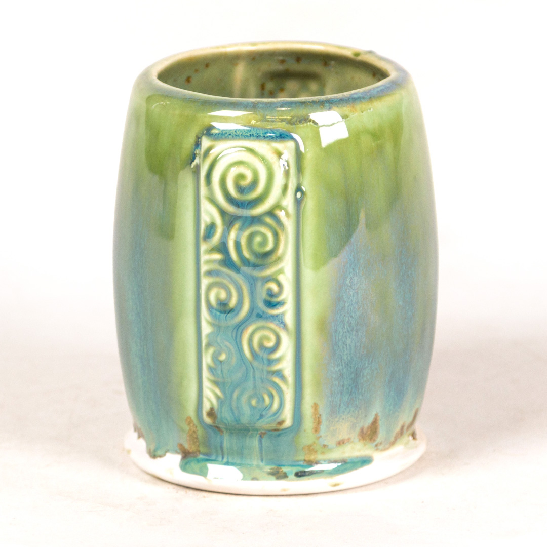 SW-108 Green Tea over SW-216 Micro Jade on EG001 White Engobe