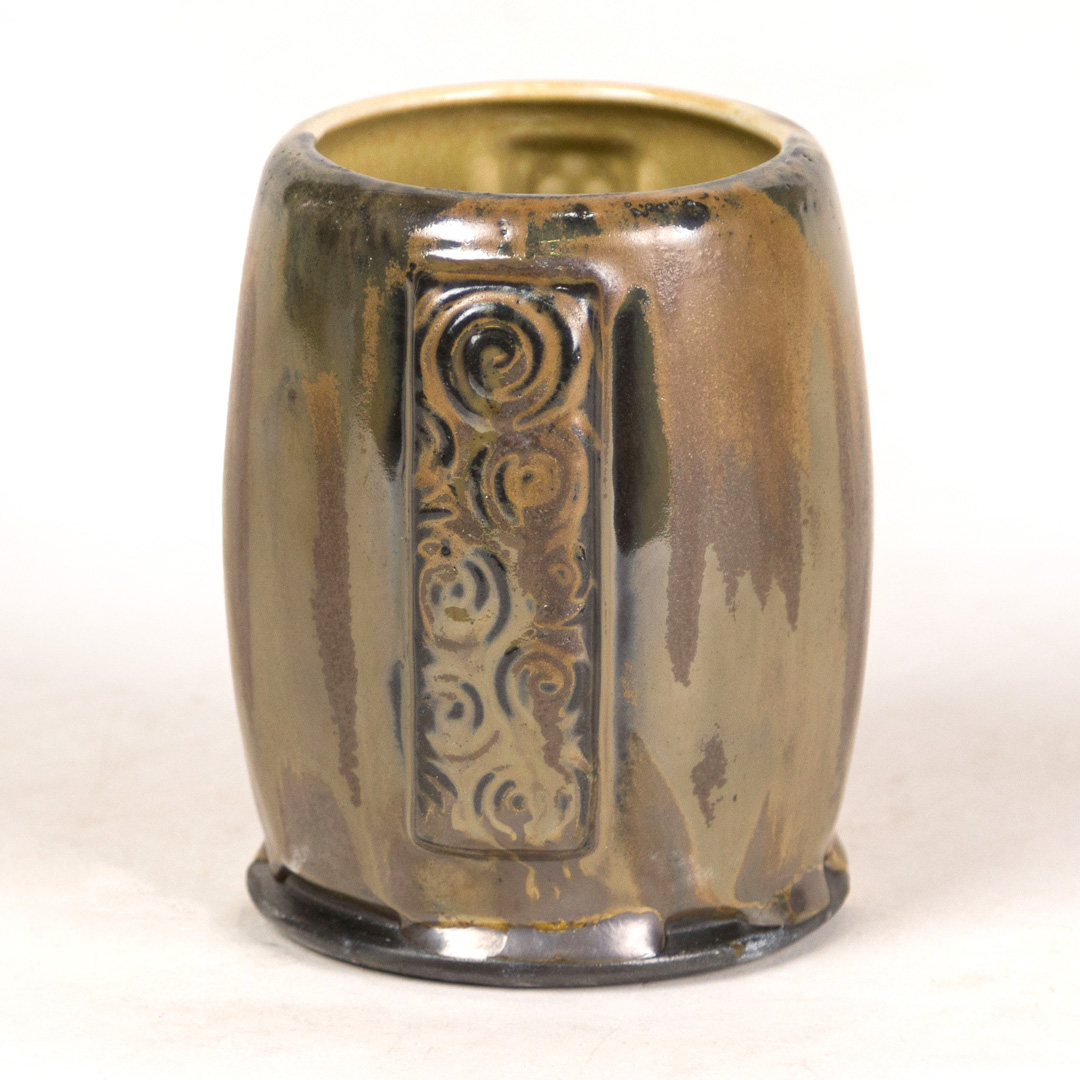 SW-164 Satin Patina over SW-216 Micro Jade on EG005 Black Engobe