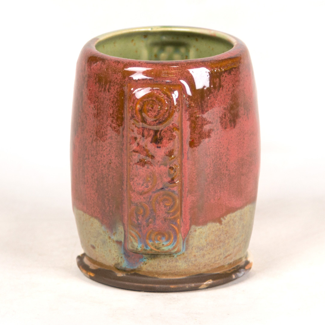 SW-512 Coral Gloss over SW-216 Micro Jade on EG004 Dark Brown Engobe