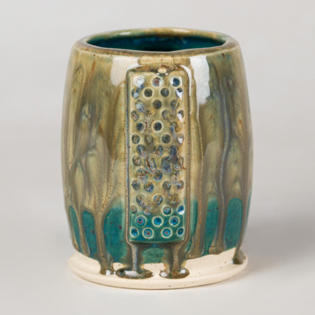 SW-197 Fossil Rock over SW-224 Tropical Teal on EG-002 Speckled Buff Engobe