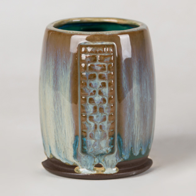 SW-214 Micro Pearl over SW-224 Tropical Teal on EG-004 Dark Brown Engobe