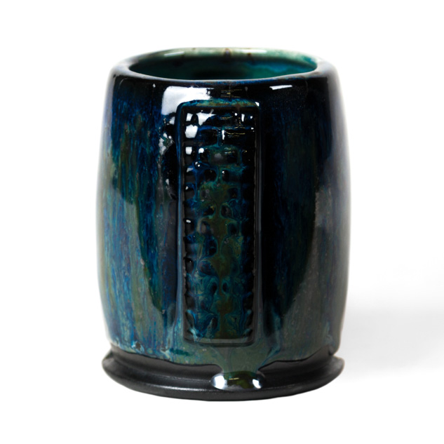 SW-222 Green Jasper over SW-224 Tropical Teal on EG-005 Black Engobe