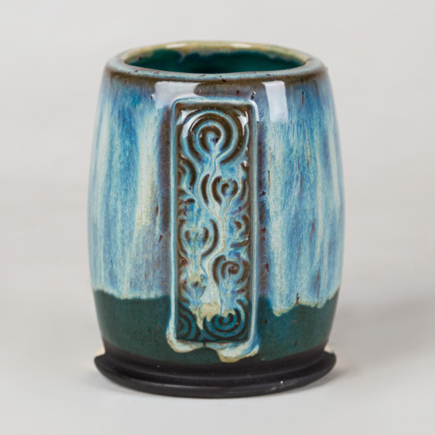 SW-223 Milk Glass over SW-224 Tropical Teal on EG-006 Sparkle Black Engobe
