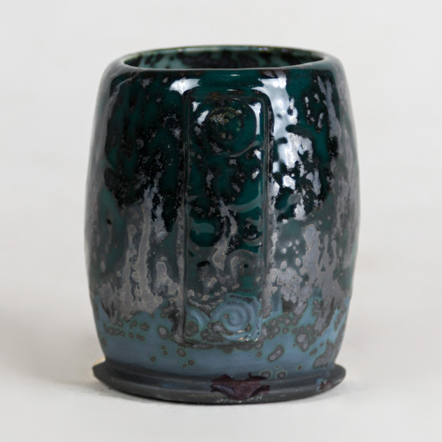 SC-10 Teal Next Time over SW-147 Moonscape on EG-005 Black Engobe