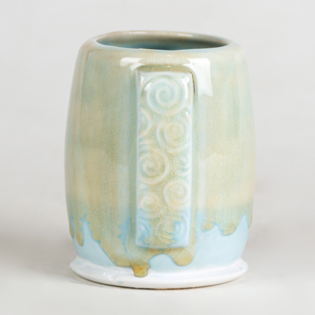 SW-197 Fossil Rock over SW-201 Turquoise on EG-001 White Engobe
