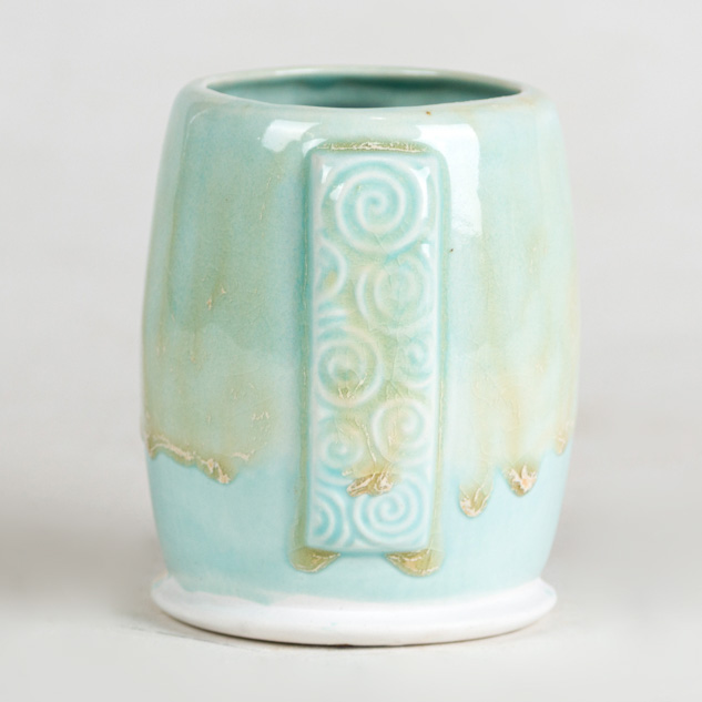SW-197 Fossil Rock over SW-201 Turquoise on EG-001 White Engobe