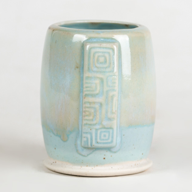 SW-214 Micro Pearl over SW-201 Turquoise on EG-002 Speckled Buff Engobe