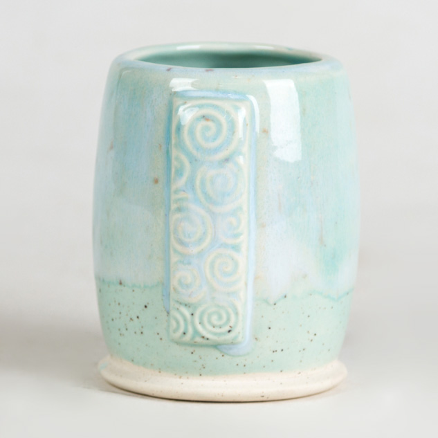 SW-214 Micro Pearl over SW-201 Turquoise on EG-002 Speckled Buff Engobe