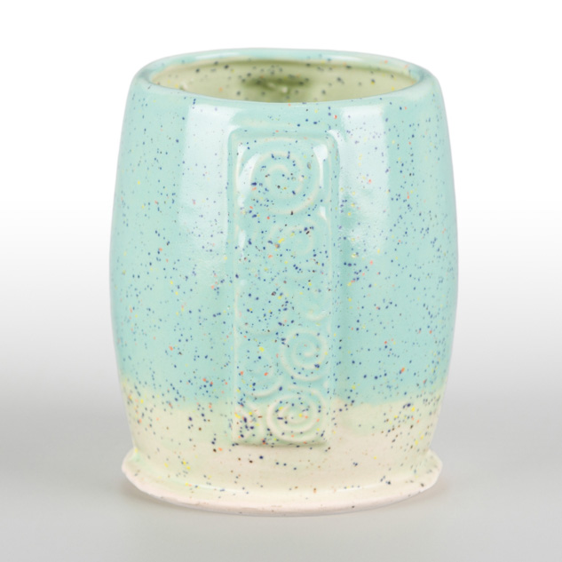 SW-515 Aqua Gloss over SW-221 Mint Speck on EG-002 Speckled Buff Engobe