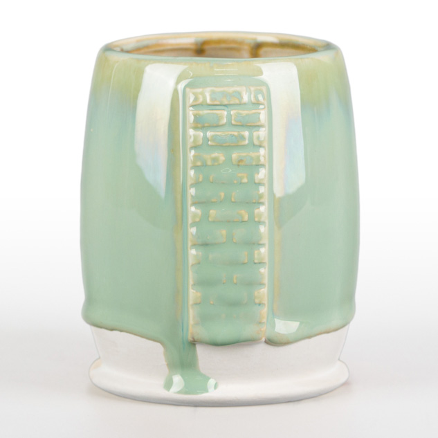 SW-216 Micro Jade over SW-223 Milk Glass on EG-001 White Engobe
