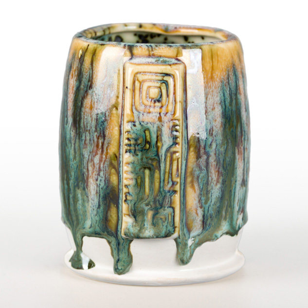 SW-222 Green Jasper over SW-204 Amber Topaz on EG-001 White Engobe