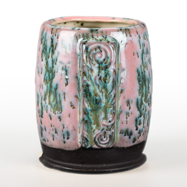 SW-222 Green Jasper over SW-511 Pink Gloss on EG-006 Sparkle Black Engobe