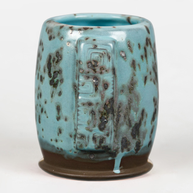 SW-515 Aqua Gloss over SW-147 Moonscape on EG-004 Dark Brown Engobe