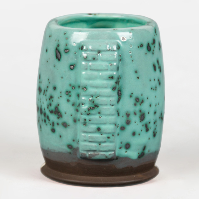 SW-515 Aqua Gloss over SW-147 Moonscape on EG-004 Dark Brown Engobe