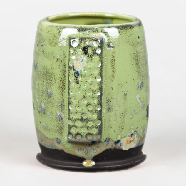 SW-514 Sage Gloss over SW-148 Lime Shower on EG-006 Sparkle Black Engobe