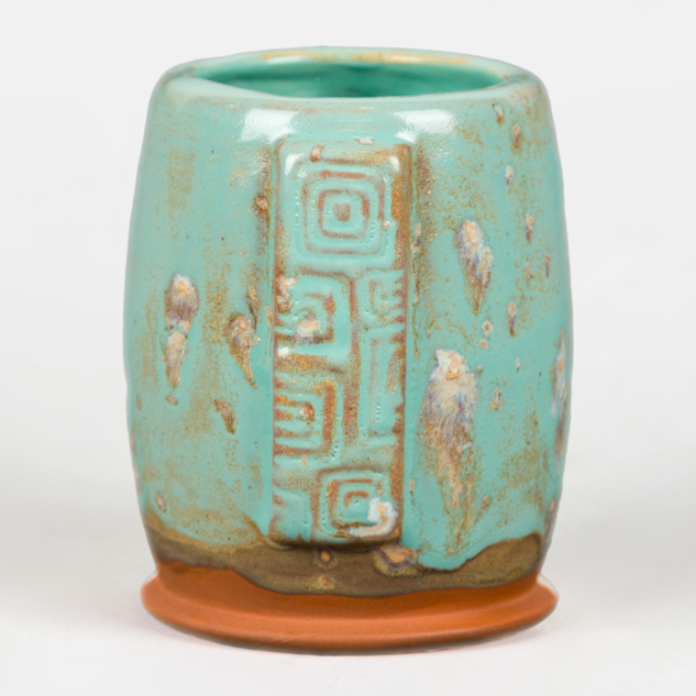 SW-515 Aqua Gloss over SW-180 Desert Dusk on EG-007 Terracotta Engobe