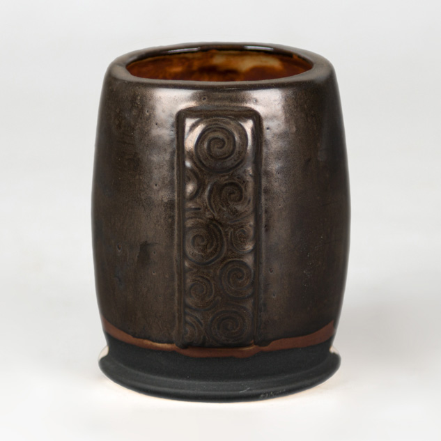 SW-182 Antique Brass over SW-122 Maycoshino on EG-005 Black Engobe