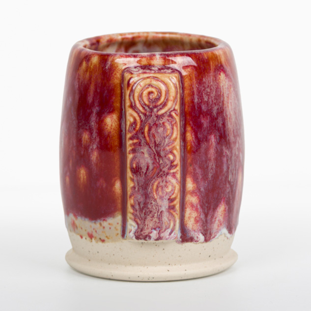 SW-119 Cinnabar over SW-226 Pink Pearl on EG002 Speckled Buff Engobe