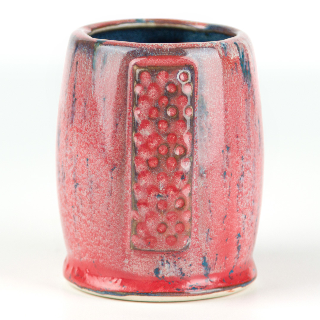 SW-177 Raspberry Mist over SW-227 Tidal Wave on EG-002 Speckled Buff Engobe